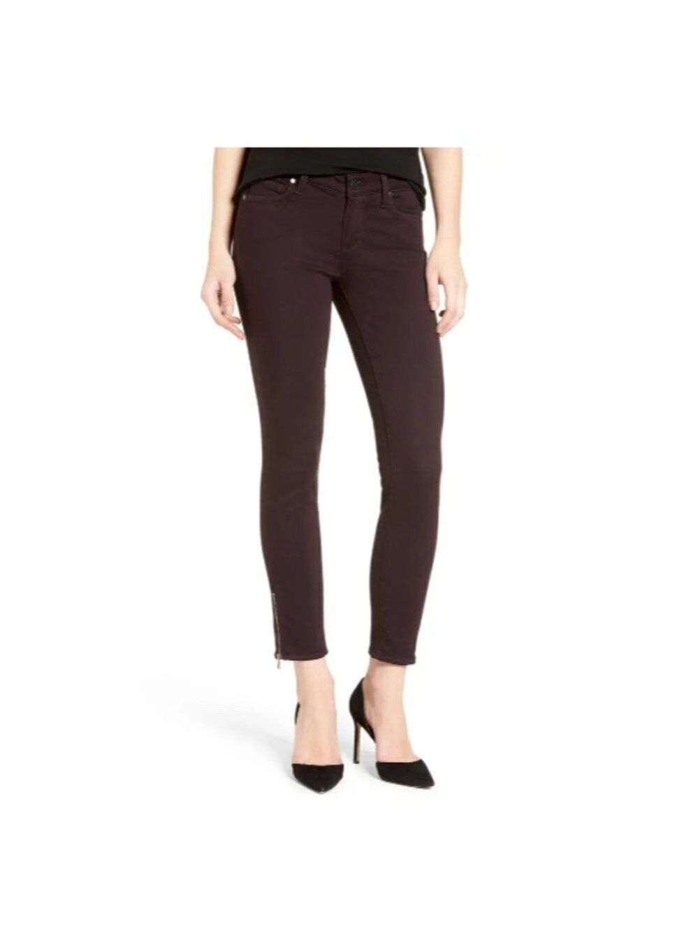 Paige Transcend Verdugo Ankle Zip Skinny Jeans Color Deep Vineyard Size …